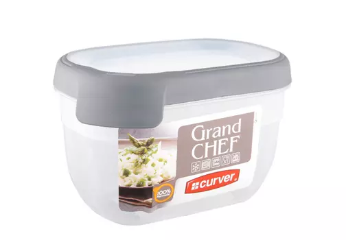 Емкость для морозилки и СВЧ GRAND CHEF 0.75л прямоугольная (серая крышка)