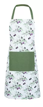 Фартук женский Маслины рогожка наб с карманом