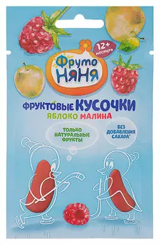 Фруктовые кусочки ФрутоНяня из яблок и малины 15г