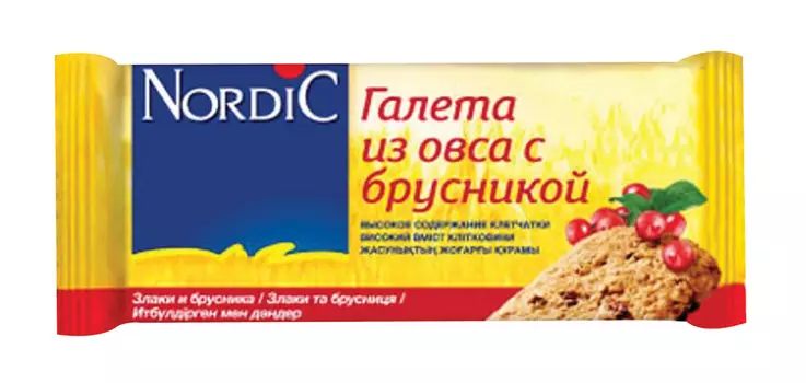 Галеты Nordic овсяные с брусникой 30г