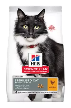 Hill`s Science Plan Sterilised Cat 300 г сухой корм для стерилизованных кошек старше 7 лет курица 1х6