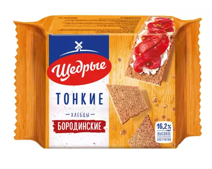 Хлебцы Щедрые тонкие бородинские 170г