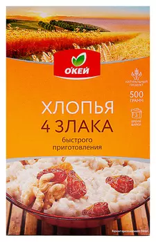 Хлопья 4 злака ОКЕЙ б/п 500г