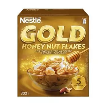 Хлопья кукурузные Nestle Gold мёд/орешки 300г