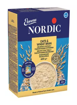 Хлопья овсяные Nordic с пшеничными отрубями 600г