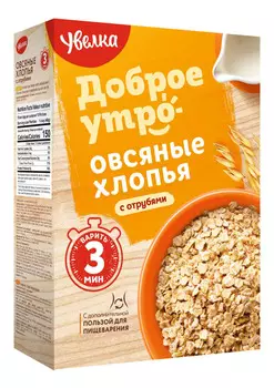 Хлопья овсяные Увелка быстрые с пшеничными отрубями 400г