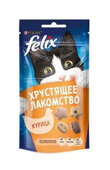Хрустящее Лакомство Felix для взрослых кошек с курицей 60г пауч