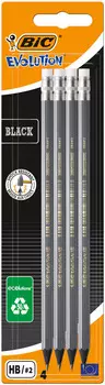 Карандаши evolution black с ластиком 4шт