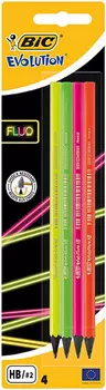 Карандаши evolution fluo без ластика 4шт