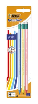 Карандаши evolution stripes с ластиком 3шт