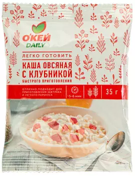 Каша овсяная быстрого приготовления ТЧН! с клубникой 35г