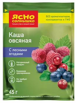 Каша овсяная Ясно Солнышко с садовыми ягодами б/п 45г