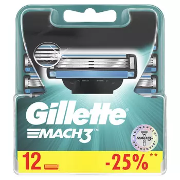 Кассеты д/станка мужские Gillette Mach3 12шт
