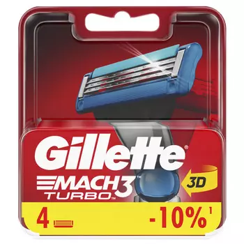 Кассеты д/станка мужские Gillette Mach3 Turbo 4шт