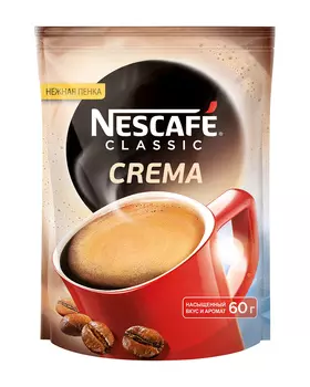 Кофе Nescafe Classic Crema растворимый 60г пак