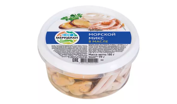 Коктейль из морепродуктов в масле Меридиан 180г