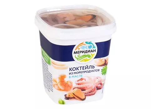 Коктейль из морепродуктов в масле Меридиан 415г