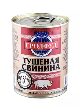 Консервы мясные кусковые в собственном соку стерилизованные Тушеная свинина 338г