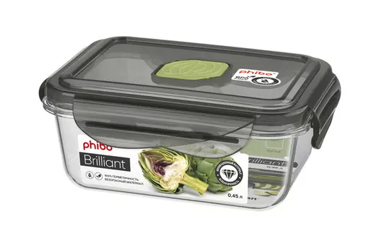 Контейнер герметичный с клапаном прямоугольный Brilliant, 0.45 л