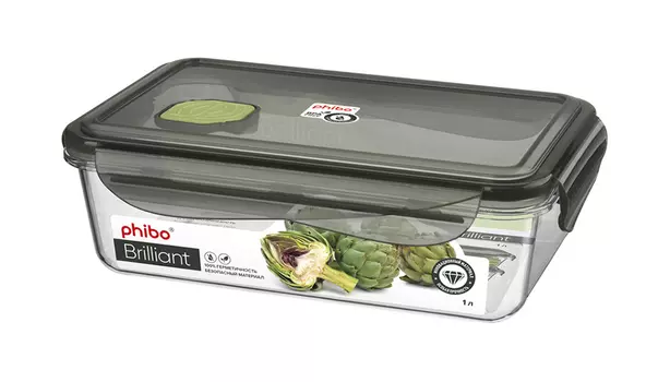 Контейнер герметичный с клапаном прямоугольный Brilliant, 1 л