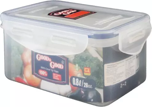 Контейнер пластиковый с клипсами прямоугольный 0,80 л Good&amp;Good