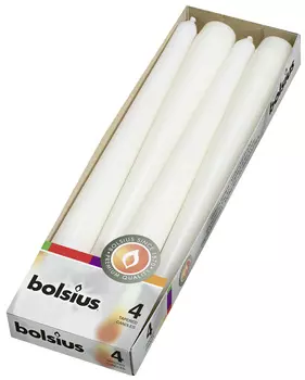 Конусная свеча Bolsius Белый 4 шт 24х5 см