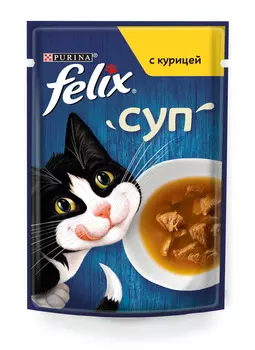 Влажный корм Felix Суп для взрослых кошек, с курицей, Пауч, 48 г