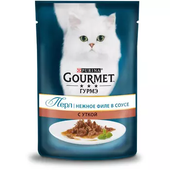 Влажный корм Gourmet Перл Нежное филе для кошек, с уткой в соусе, Пауч, 85 г