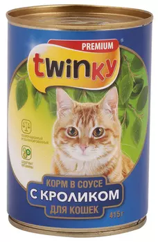 Корм д /кошек TWINKY кролик ж/б 415гр (Окей)