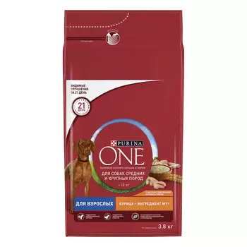 Сухой корм Purina one для взрослых собак средних и крупных пород, с высоким содержанием курицы и с р