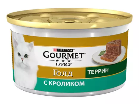 Влажный корм Gourmet Голд Террин (кусочки в паштете) для кошек, с кроликом по-французски, Банка, 85