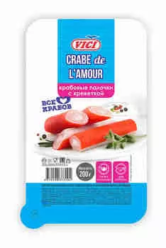 Крабовые палочки с начинкой из соуса с креветкой тити Crabe de L’Amour Vici 200г