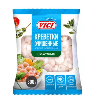 Креветки салатные Vici очищенные 300+ в/м 300г