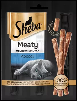 Лакомство для кошек Sheba нежные палочки из лосося 12г