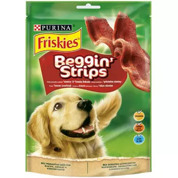 Лакомство Friskies Beggin’ strips для взрослых собак, с ароматом бекона, Пакет, 120 г