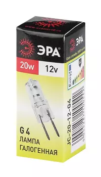 Лампа галогенная ЭРА 20W-G4-JC-12V прозрачная с отражателем