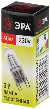 Лампа галогенная ЭРА 40W-G9-JCD-230V прозрачная с отражателем