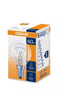 Лампа накаливания Osram шар 60W E14 прозрач