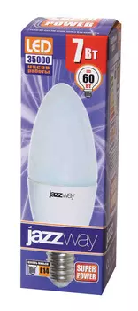 Лампа светодиодная Jazzway SP 7w Е14 свеча матовая 2700K 530 Lm 230/50