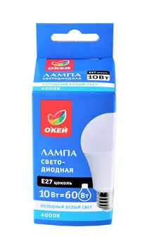 Лампа светодиодная ОКЕЙ модель A60 артA60-10W-E27-C