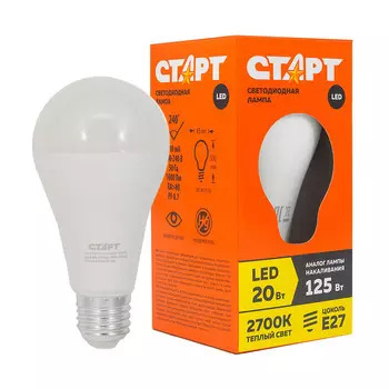 Лампа светодиодная Старт eco LEDGLSE27 20W 30 теплый