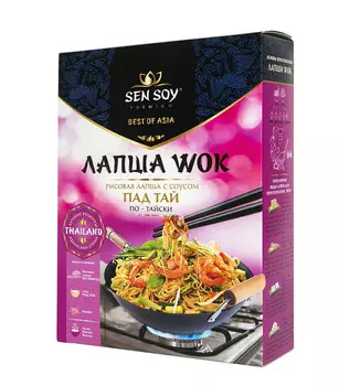 Лапша рисовая Sen Soy Wok По-Тайски с соусом Pad Thai и кунжутом 235г