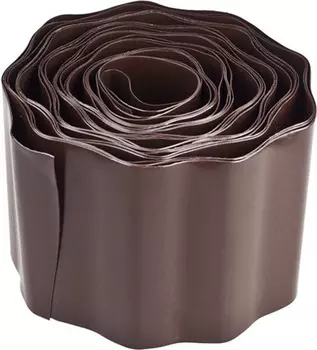 Лента садовая бордюрная гофрированная 10смх9м, коричневая