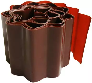 Лента садовая бордюрная гофрированная 15смх9м, коричневая