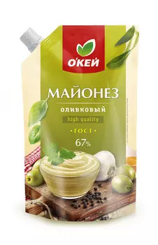 Майонез ОКЕЙ оливковый 67% 400мл дой-пак с доз