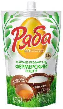 Майонез провансаль Ряба Фермерский 72% 372г/350г