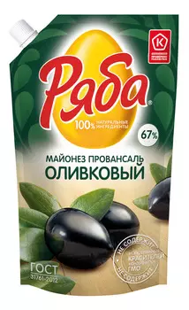 Майонез Ряба оливковый 67% 744г/791 мл д/п