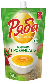Майонез Ряба провансаль 67% 400г/425 мл д/п