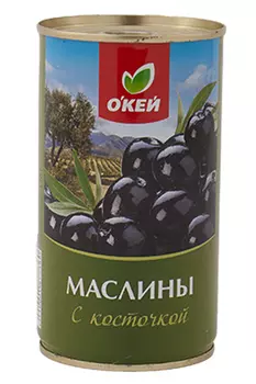 Маслины черные с косточкой ОКЕЙ 350г