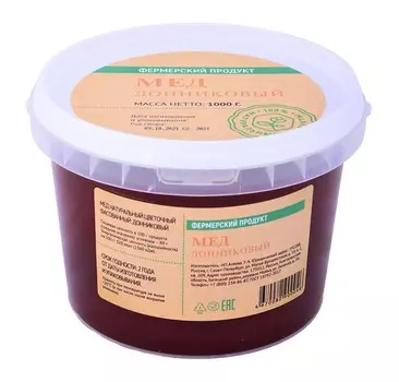 Мед натуральный цветочный фасованный: донниковый, пластик 1000 г.